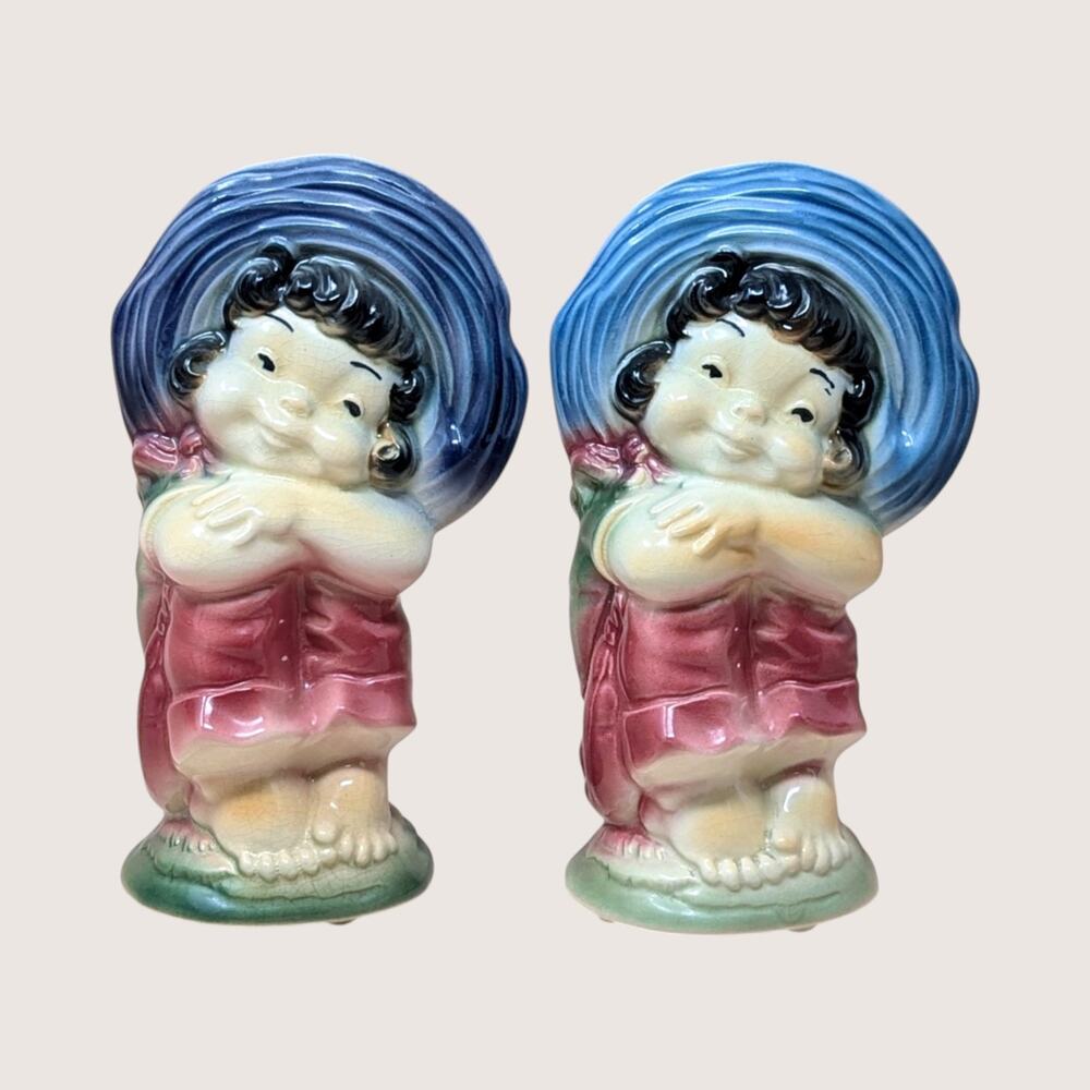 Vintage Royal Copley Figural Planter Pair